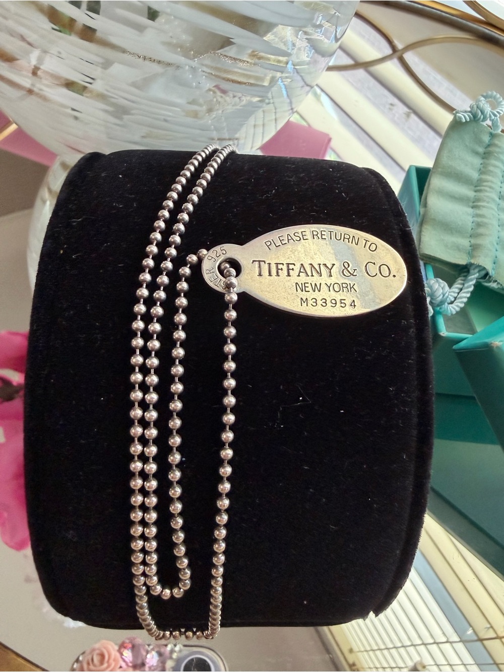 Vintage Tiffany & Co. Silver Oval Tag Ball Chain - Silver Necklace - Picture 3 of 7